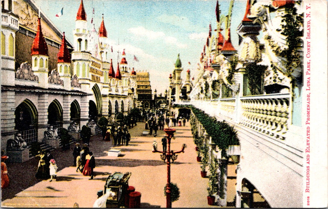 Vintage Postcard Building And Elevated Promenade Luna Park New York Unposted