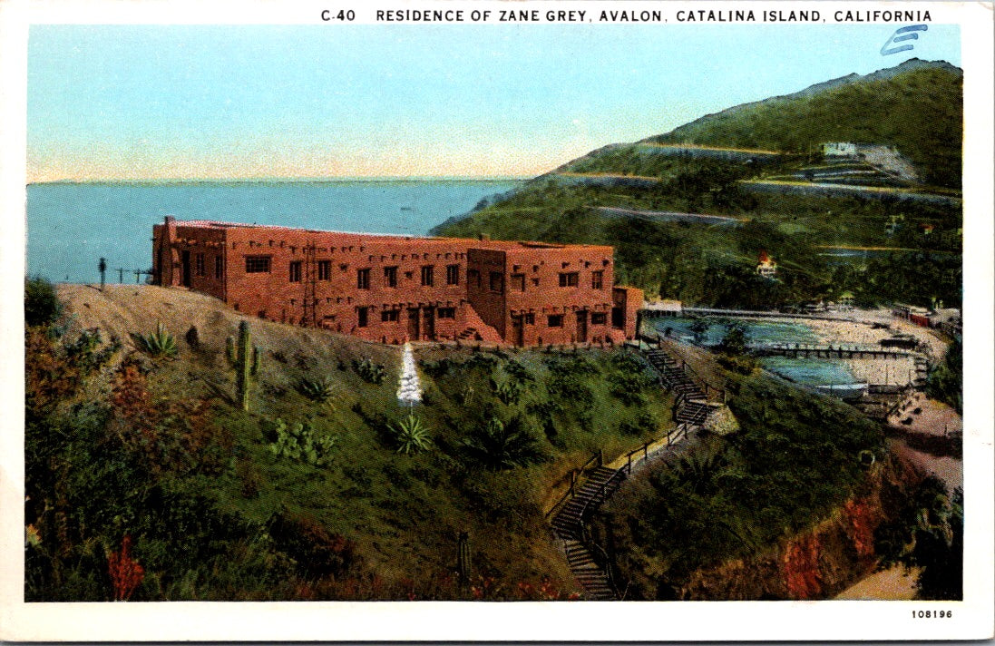 Vintage Postcard Residence Of  Zane Grey Avalon Catalina Island California