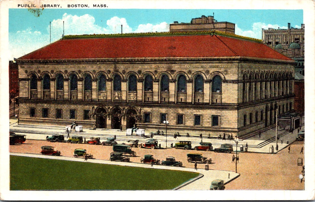 Vintage Postcard Public Library Boston Massachussets United States Posted 1931