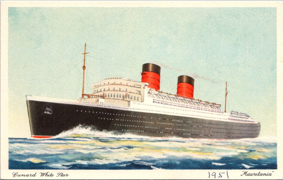 Vintage Postcard Cunard White Star Line Mauretania England United Kingdom