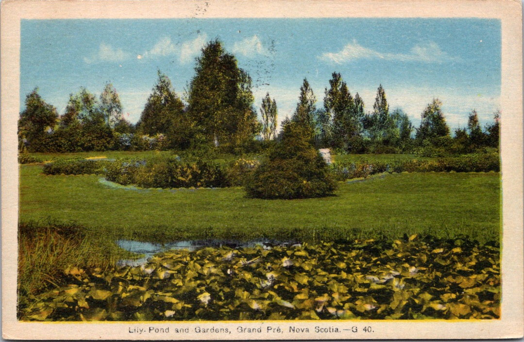 Vintage Postcard Lily Pond Gardens Nova Soctia Canada Unposted