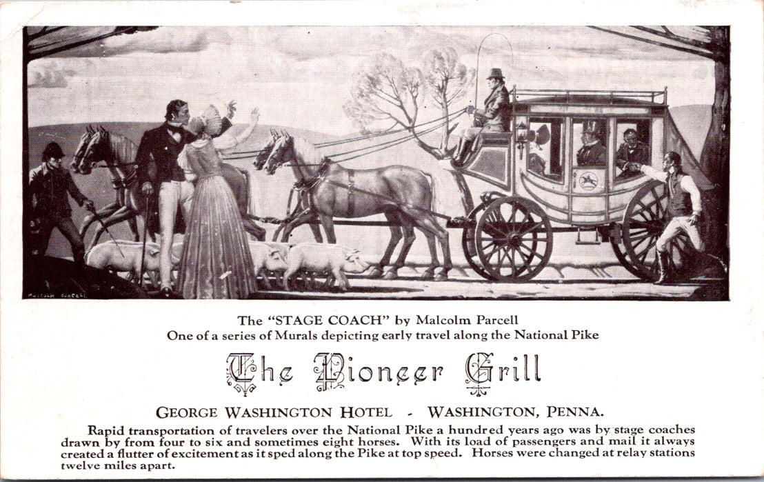 Vintage Postcard The Stage Coach Pioneer Grill Washington Pennsylvania Unposted