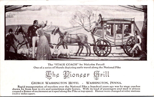 Vintage Postcard The Stage Coach Pioneer Grill Washington Pennsylvania Unposted