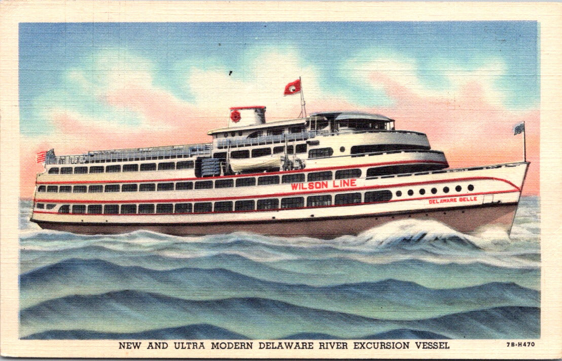 Vintage Postcard New And Ultra Modern Delaware River Excursion Vessel Posted