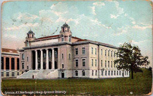 Vintage Postcard New Carnegie Library Syracuse University New York Posted