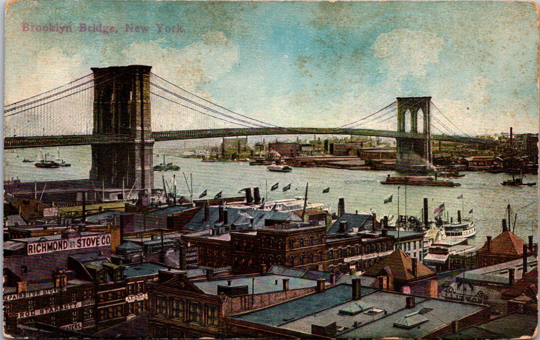 Vintage Postcard Brooklyn Bridge New York United States Unposted