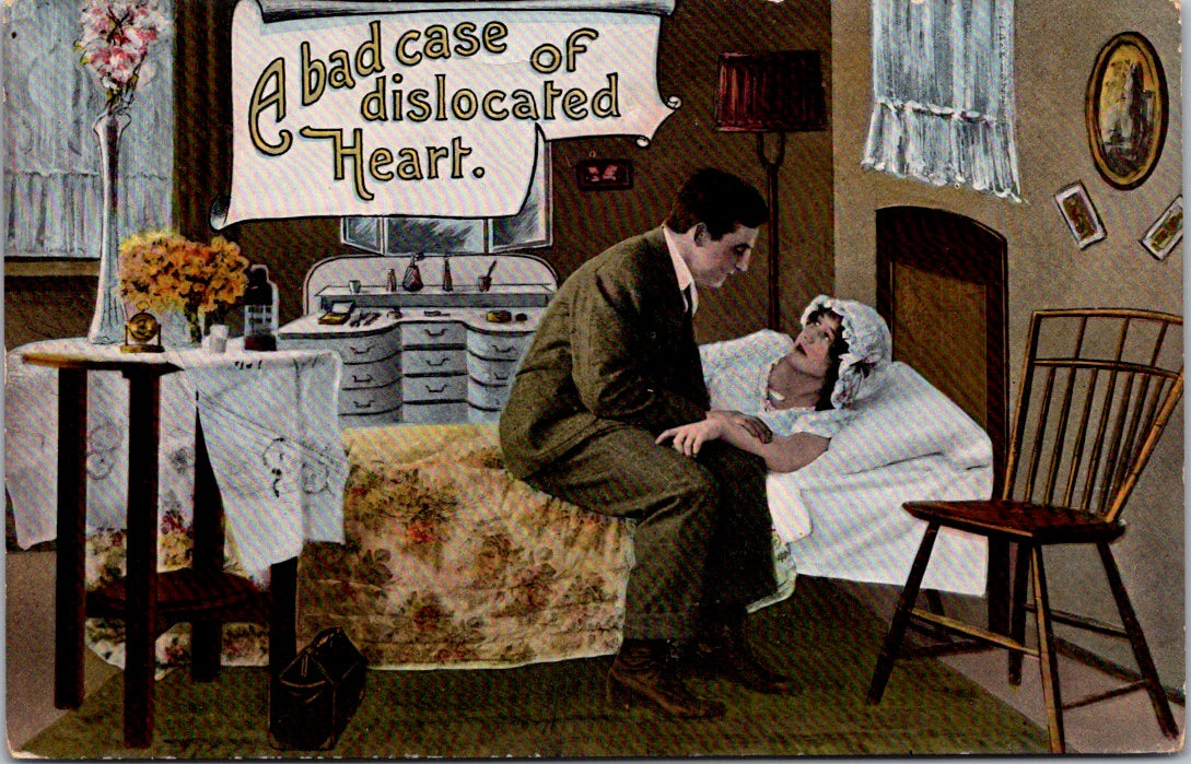 Vintage Postcard A Bad Case Of Dislocated Heart Illustration Unposted