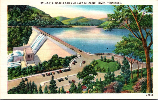 Vintage Postcard Norris Dam And Lake On Clinch River Tennessee Unposted