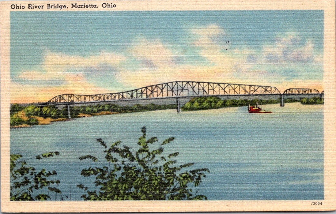 Vintage Postcard Ohio River Bridge Marietta Ohio United States Posted 1950