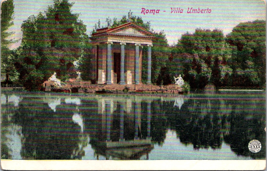 Vintage Postcard Villa Umberto Rome Italy Unposted