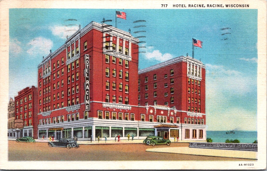 Vintage Postcard Hotel Racine Wisconsin United States Posted 1937