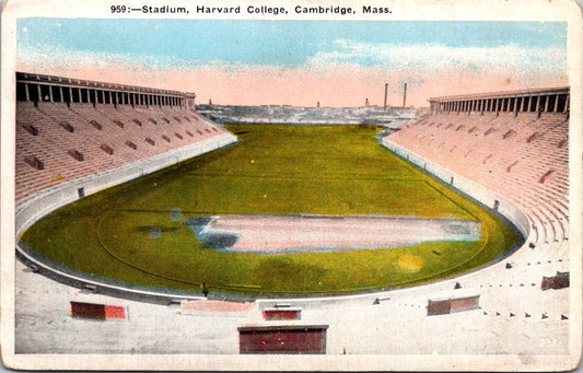 Vintage Postcard Stadium Harvard College Cambridge Massachusetts United States