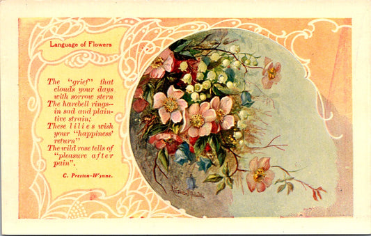 Vintage Postcard Language Of Flowers Preston Wynne Unposted