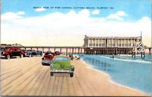 Vintage Postcard Beach View Of Pier Casino Daytona Beach Florida United States