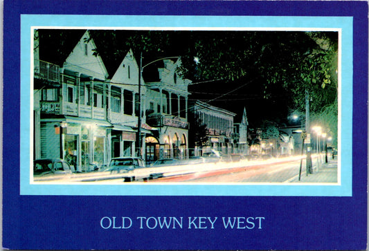 Vintage Postcard Night Scene At Old Town Key West Florida United States Unposted