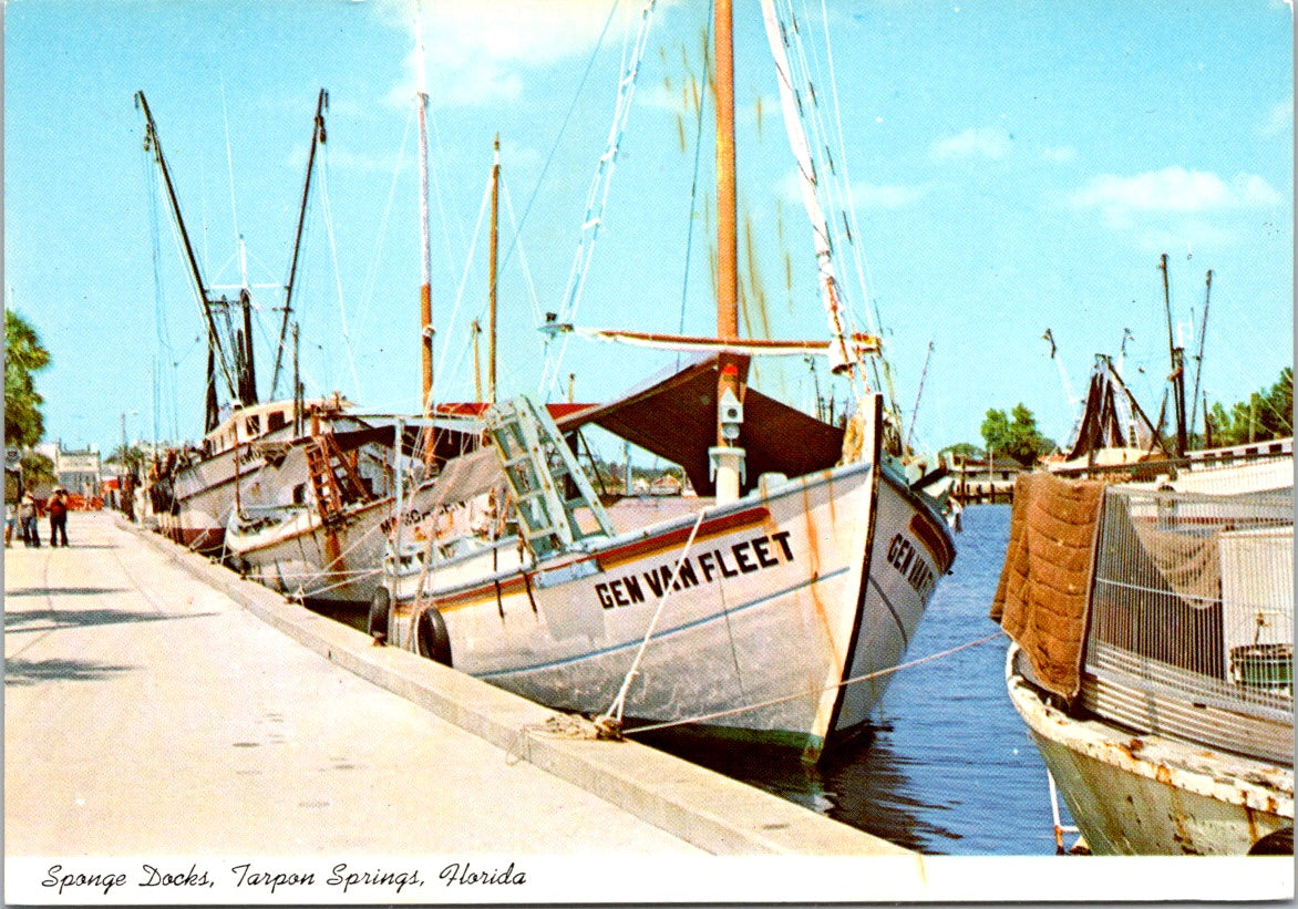 Vintage Postcard Sponge Docks Tarpon Springs Florida United States Unposted