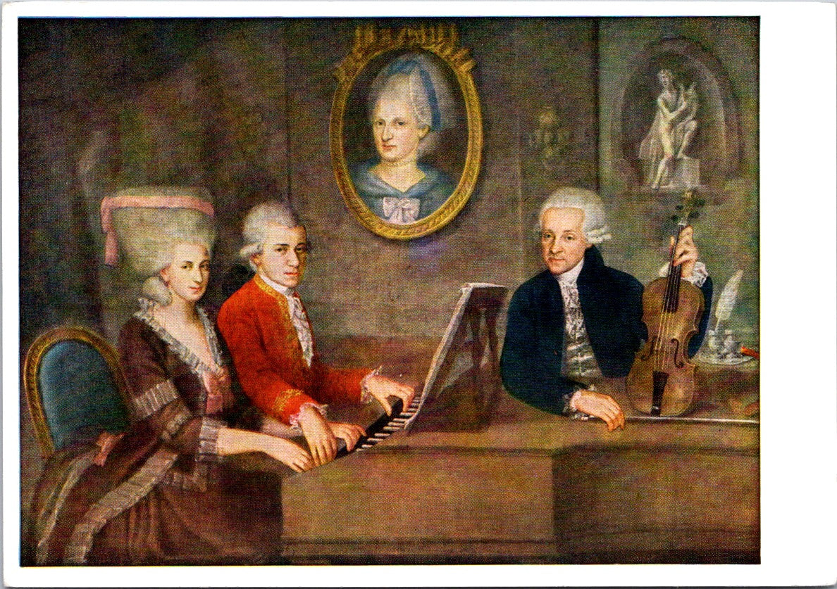 Vintage Postcard The Mozart Family Original In Mozart Museum Austria Unposted