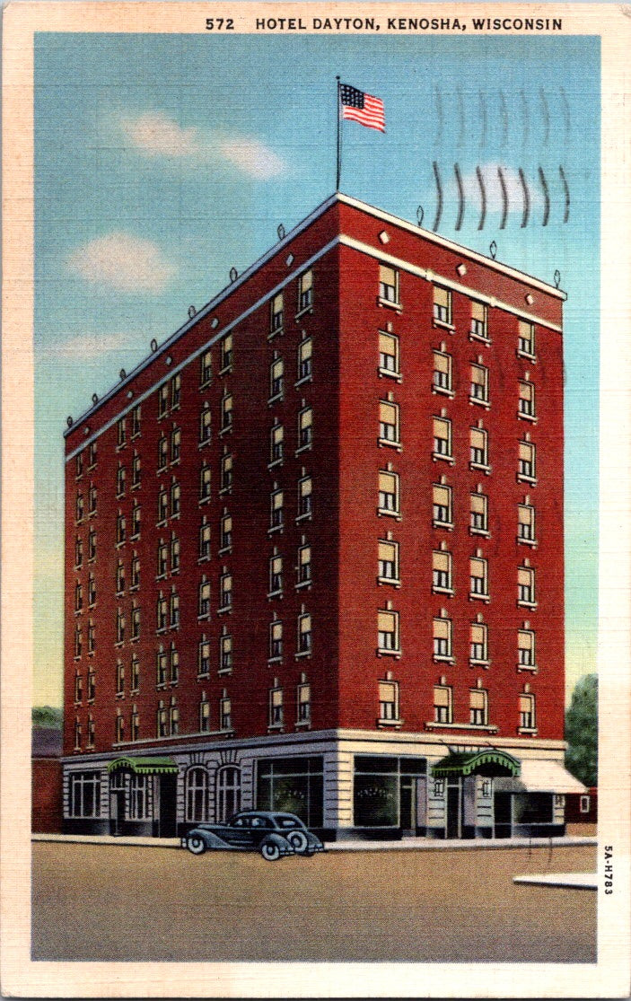 Vintage Postcard Hotel Dayton Kenosha Wisconsin United States Posted 1938