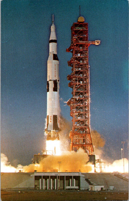 Vintage Postcard John F Kennedy Center Apollo Saturn V Space Vehicle Unposted