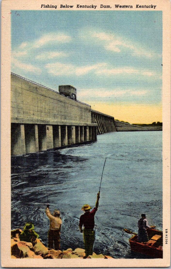 Vintage Postcard Fishing Below Kentucky Dam United States Unposted