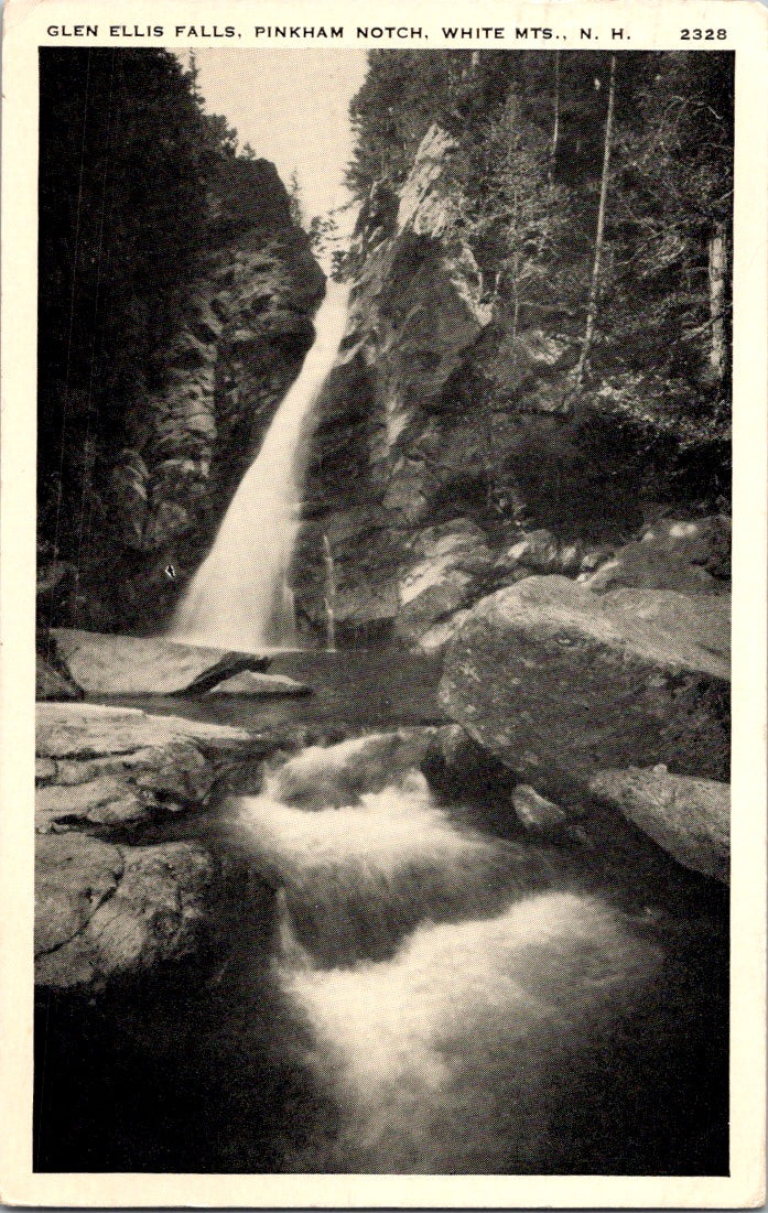 Vintage Postcard Glen Ellis Falls Pinkham Notch White Mountains New Hampshire