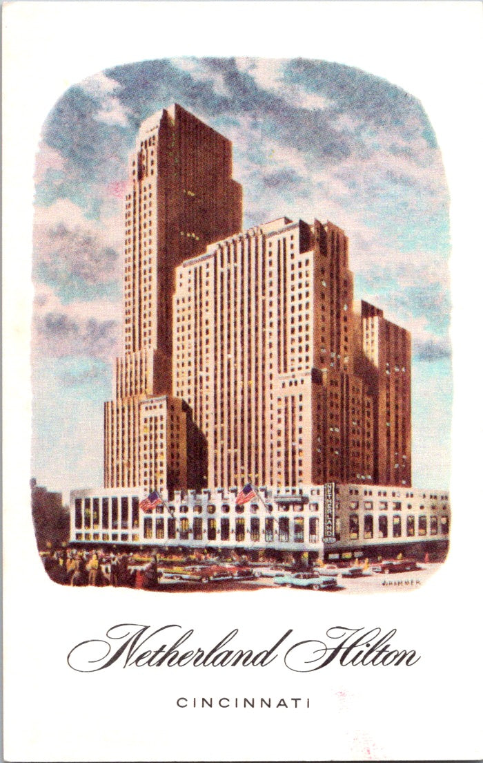 Vintage Postcard Netherland Hilton Cincinnati Ohio United States Unposted