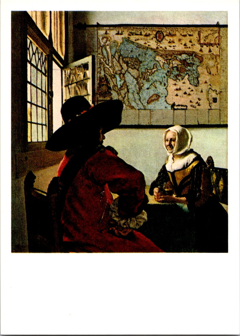 Vintage Postcard Officer And Laughinng Girl Jan Vermeer The Frick Collection