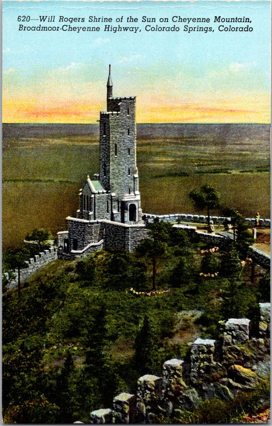 Vintage Postcard Will Rogers Shrine Of The Sun On Cheyenne Mountain Colorado