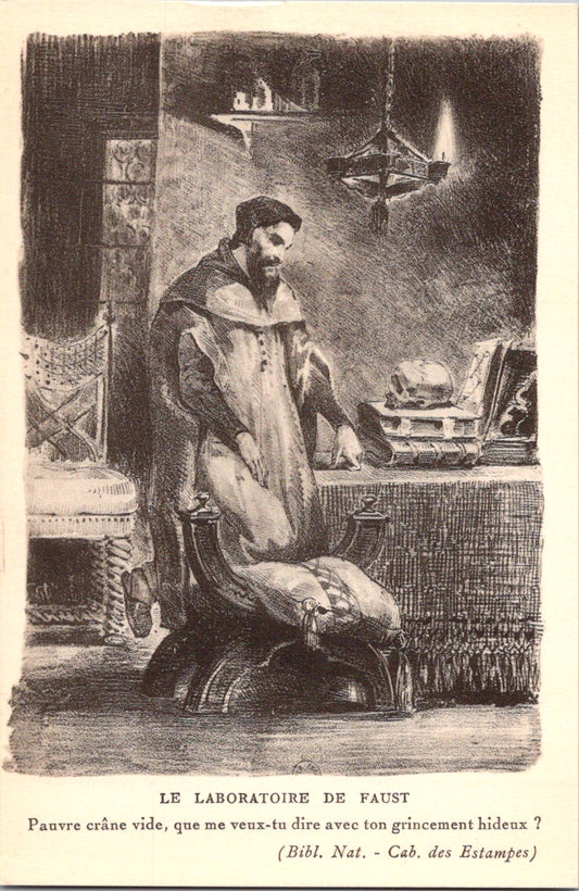 Vintage Postcard Faust In His Study Room By Eugène Delacroix France Unposted