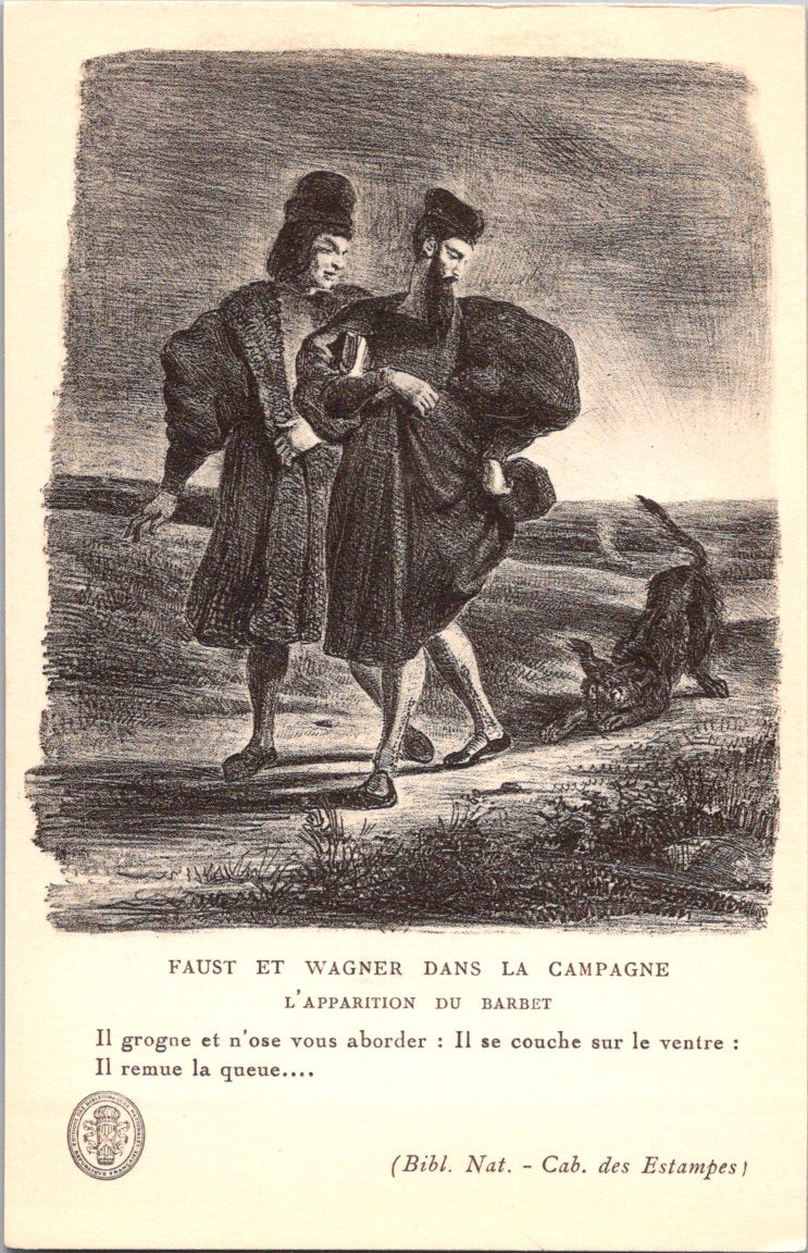 Vintage Postcard Eugène Delacroix Faust Mephistopheles And The Poodle Unposted