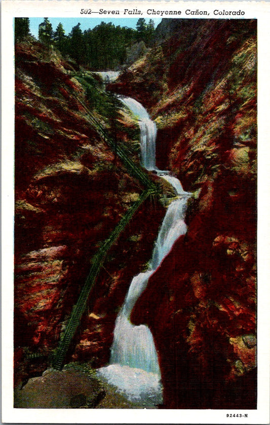 Vintage Postcard Seven Falls Cheyenne Canyon Colorado United States Unposted