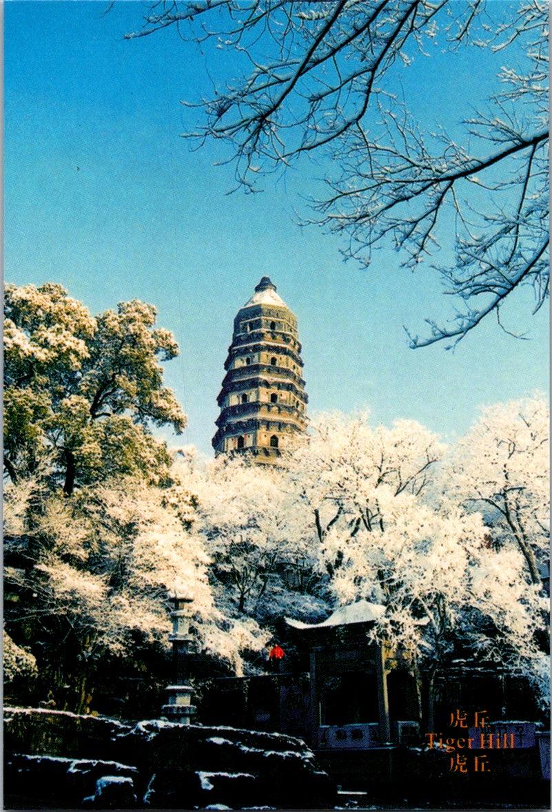 Vintage Postcard The Tiger Hill Suzhou Garden Sights China Unposted