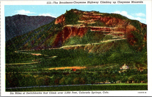 Vintage Postcard The Broadmoor Cheyenne Highway Climbing Up Cheyenne Mountain