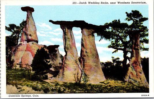 Vintage Postcard Dutch Wedding Rocks Near Woodmen Sanatorium Colorado Unposted