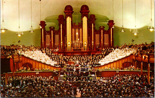 Vintage Postcard Interior Of Mormon Tabernacle Temple Square Salt Lake Utah