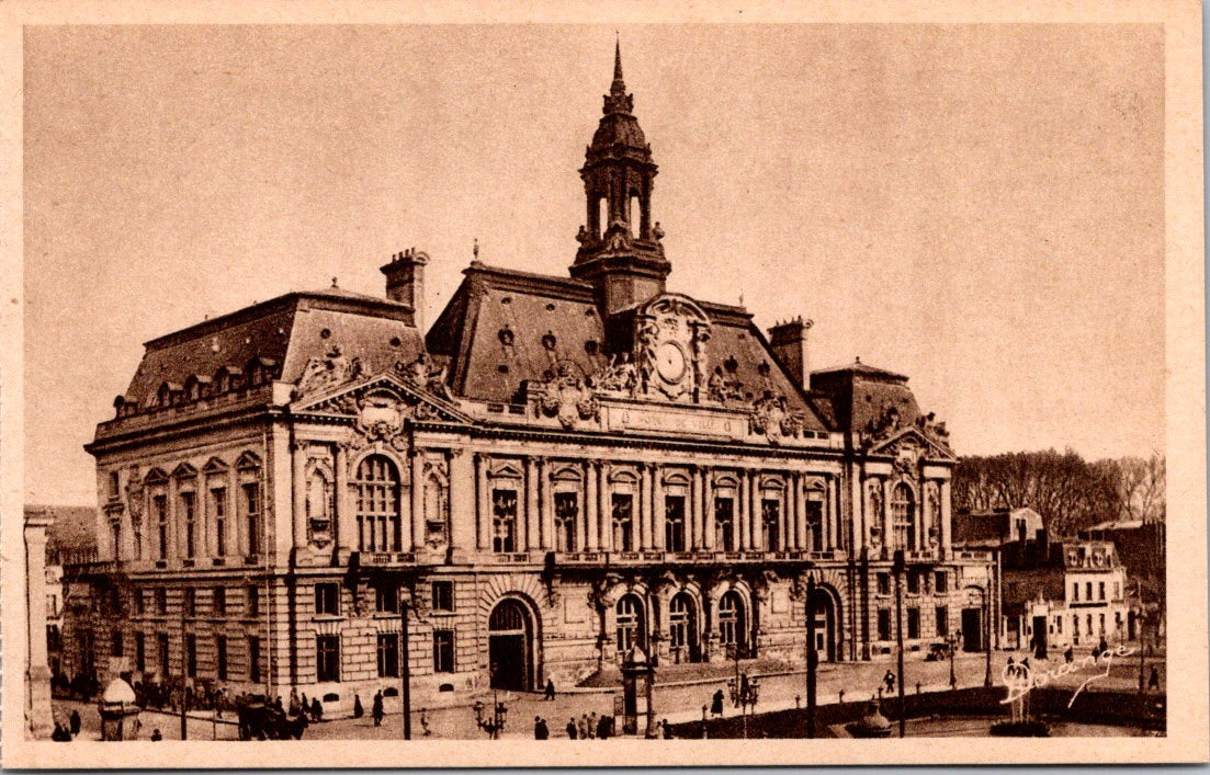 Vintage Postcard Tours France City Hall Laloux Architect Unposted