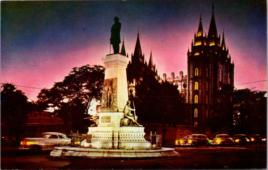 Vintage Postcard Brigham Young Monument Salt Lake City Utah United States