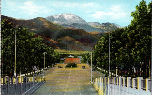 Vintage Postcard Pikes Peak From Platte Drive Colorado Springs United States