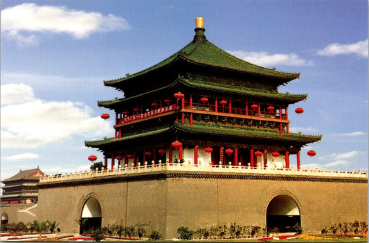 Vintage Old Postcard The Bell Tower Of Xi'an China Unposted