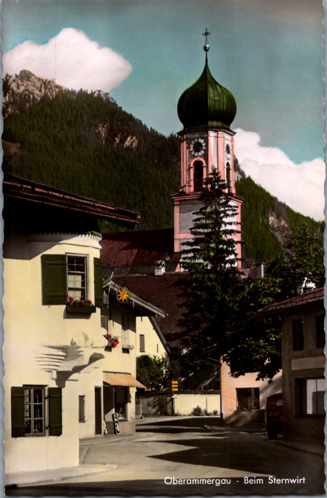 Vintage Postcard The Oberammergau Passion Play Parish Church Germany Unposted