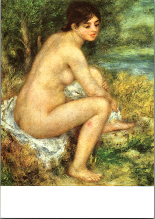 Vintage Postcard Naked Woman Sitting In A Landscape Auguste Renoir France