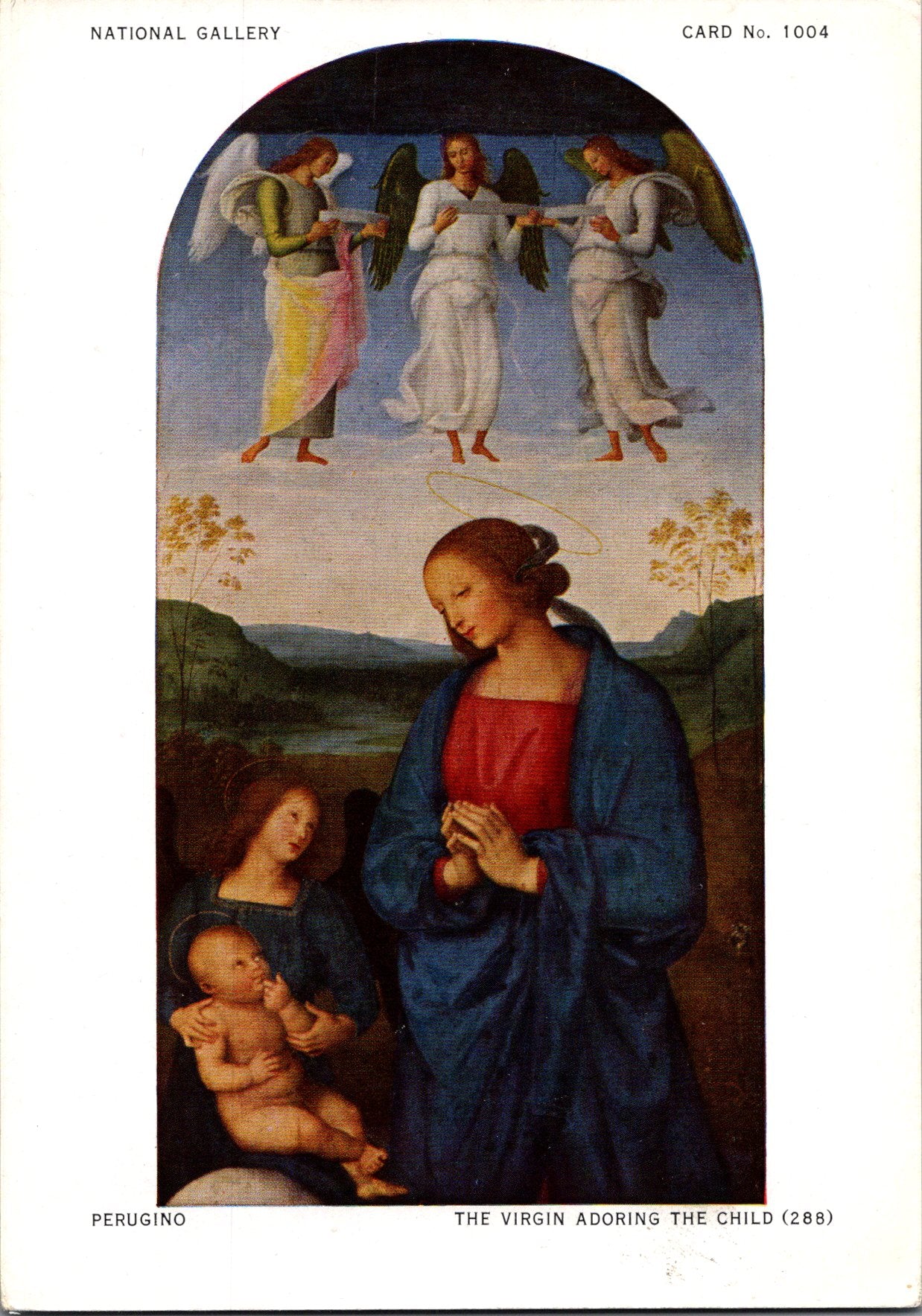 Vintage Postcard The Virgin Adoring The Christ Child By Perugino Unposted