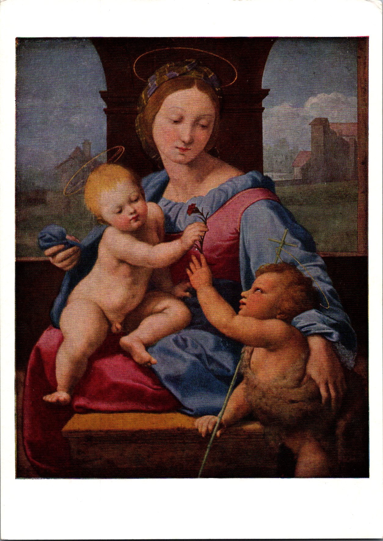 Vintage Postcard Madonna Child And Saint John By Rafael National Gallery