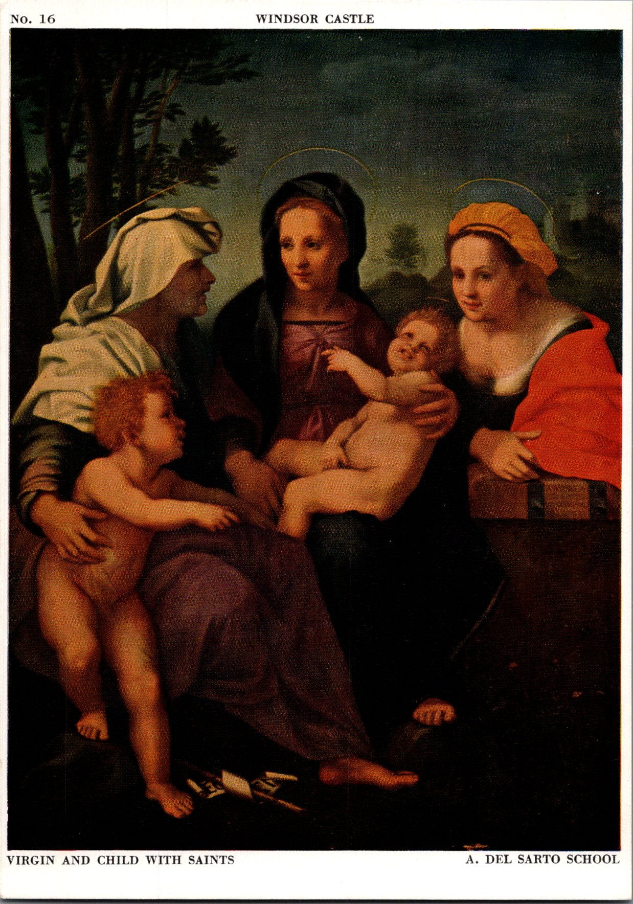 Vintage Postcard Virgin And Child With Saints Andrea Del Sarto Windsor Castle