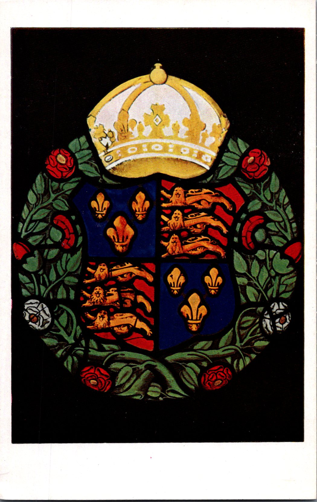 Postcard The Arms Of The Tudors Stained Glass Panel Victoria And Albert Museum