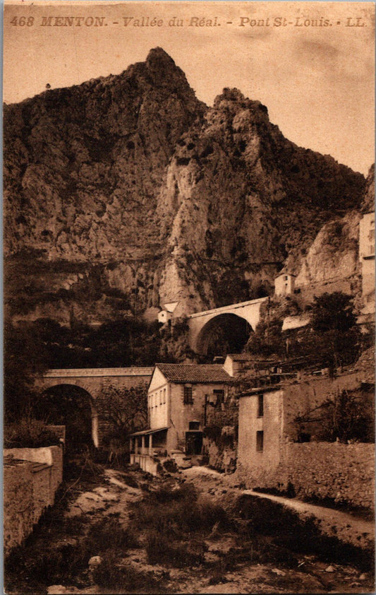 Vintage Postcard Menton Vallee du Real Pont Saint Louis France Unposted