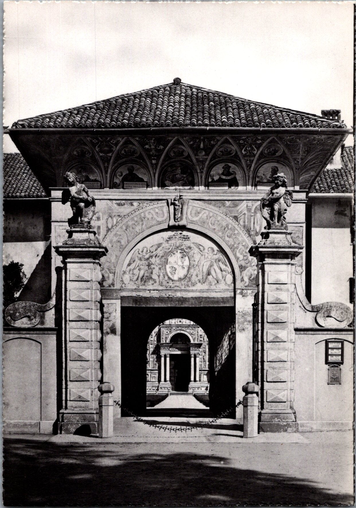 Vintage Postcard Entrance Of The Certosa Di Pavia Monastery Italy Unposted