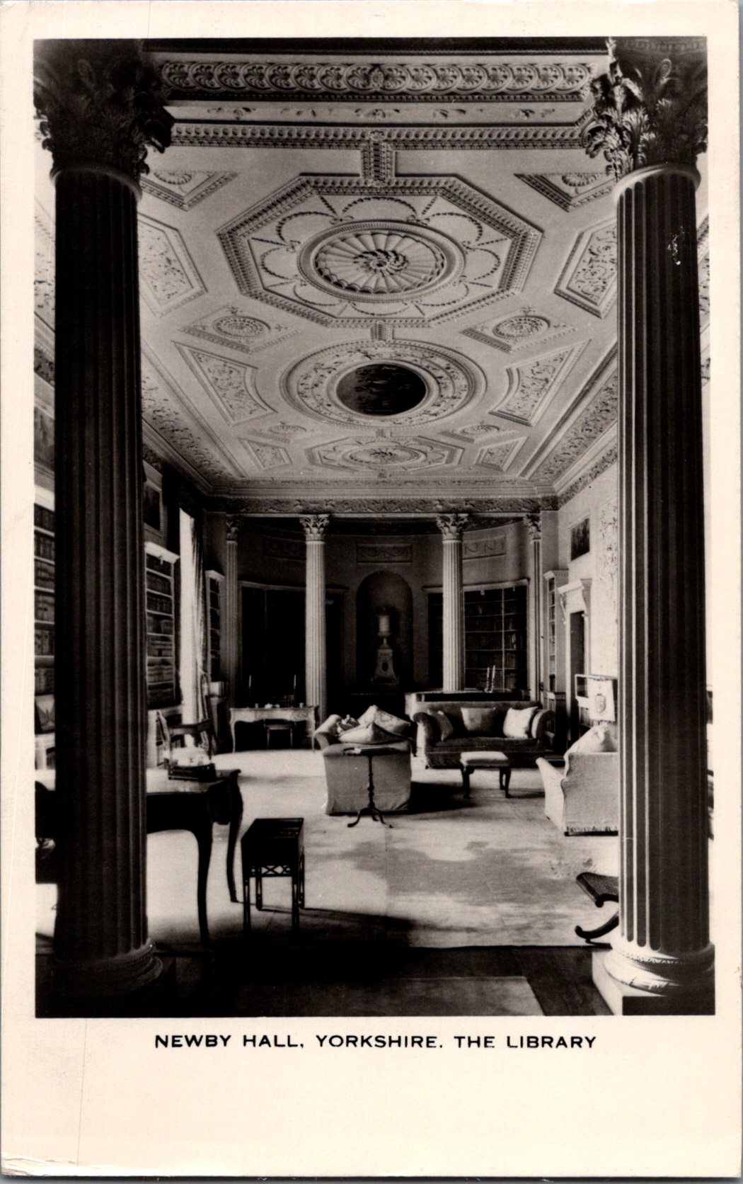 Vintage Postcard The Library Newby Hall Yorkshire England United Kingdom Posted