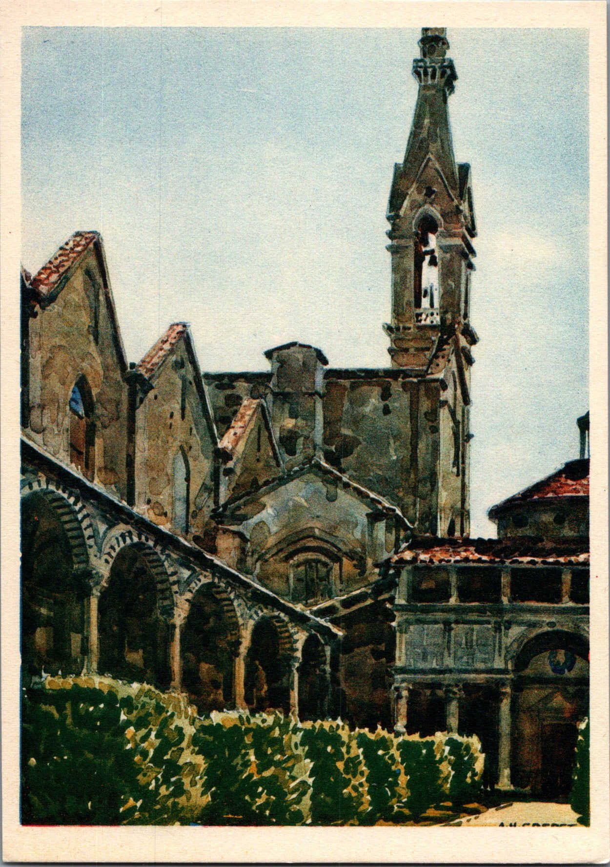 Vintage Postcard Cloister Of The Cross By Angelo Maria Crepet Florence Italy