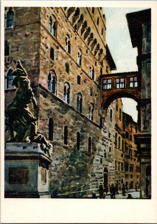 Vintage Postcard Glimpse Of The Old Building Angelo Maria Crepet Florence Italy